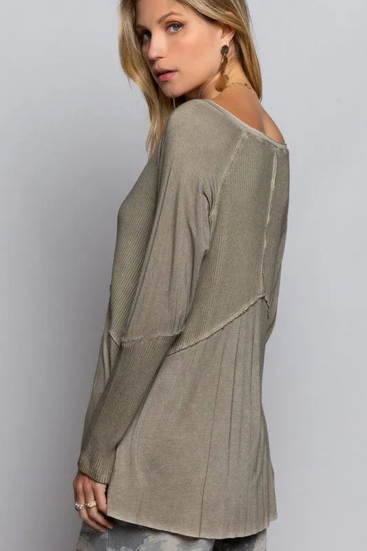 Light Wash Rib Textured Long Sleeve Top *Onine Only*