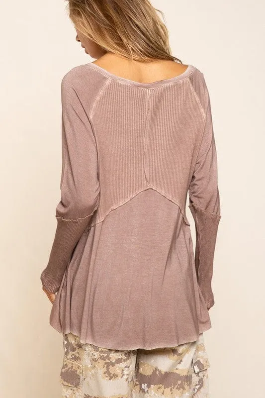 Light Wash Rib Textured Long Sleeve Top *Onine Only*