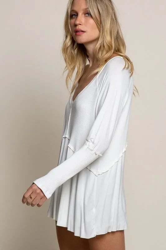 Light Wash Rib Textured Long Sleeve Top *Onine Only*