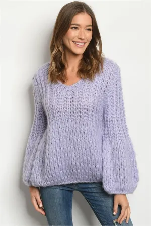 Lilac Purple Chunky Knit Sweater