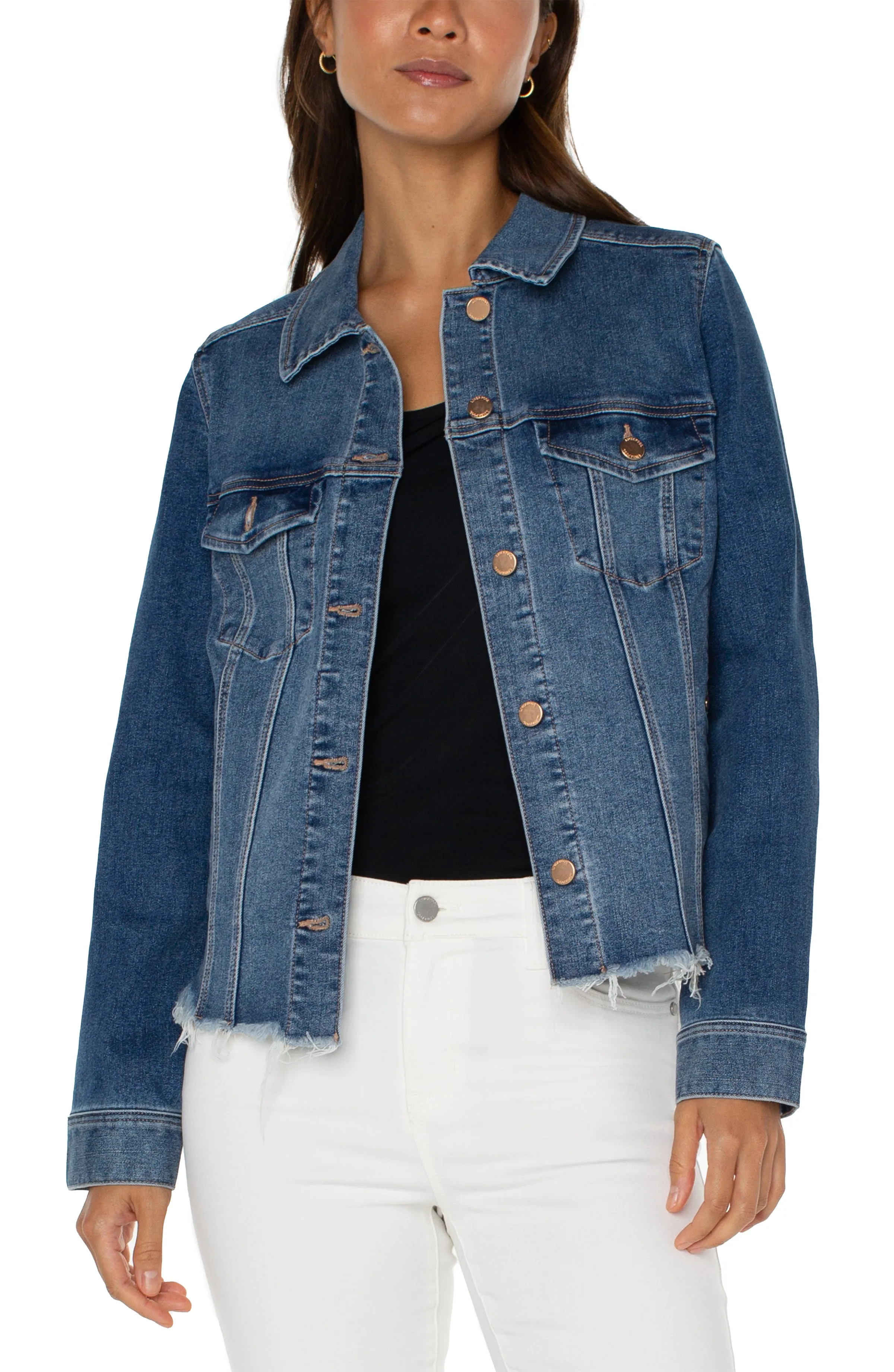 LIVERPOOL Denim Frayed Trucker Jacket