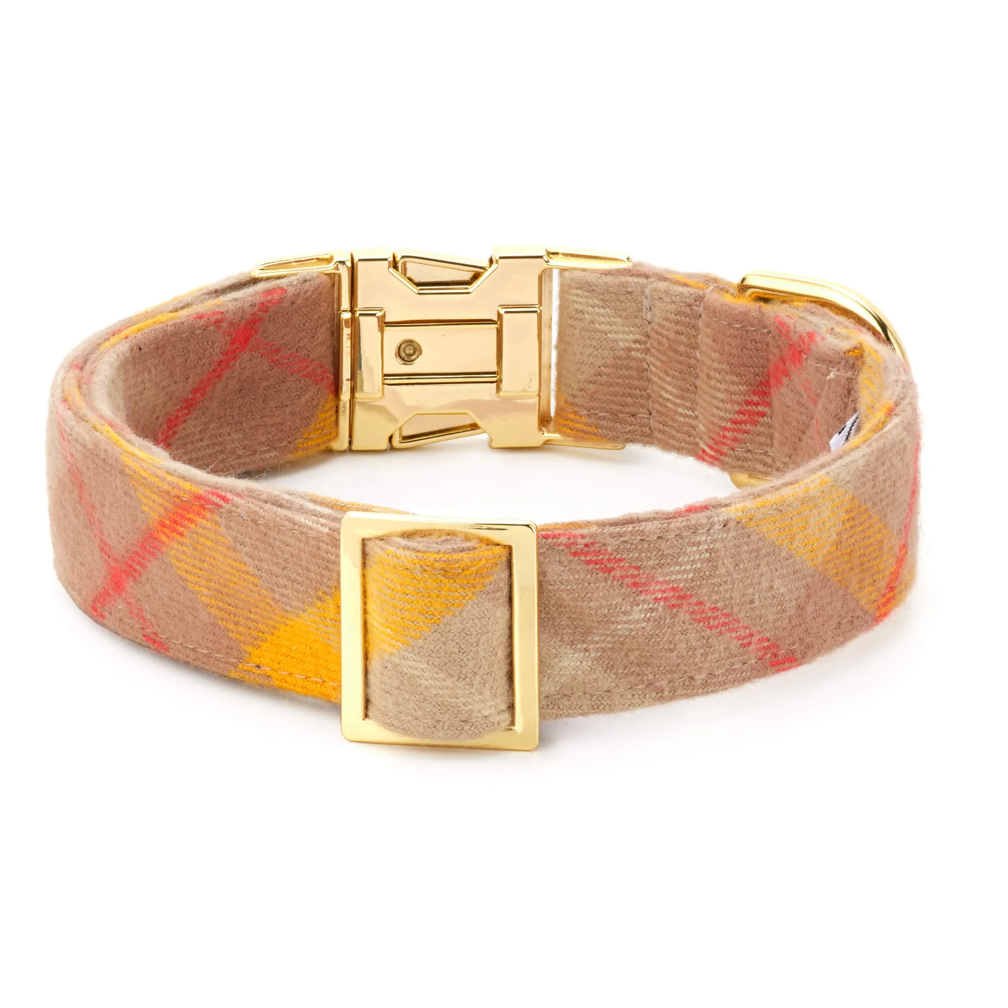 Mustard Plaid Flannel Dog Collar