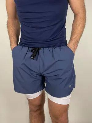 Navy Blue/White Performance Shorts