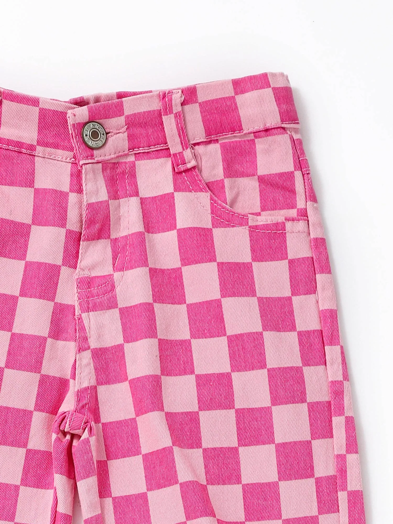 Pink Checked Girls Jeans