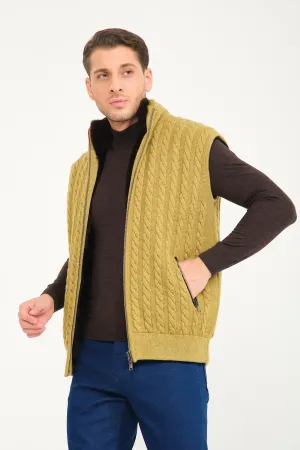 Pistachio Green Wool & Rex Fur Knit Vest