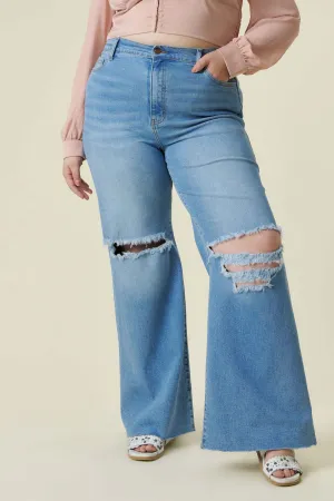 PLUS Distressed Wide Jeans