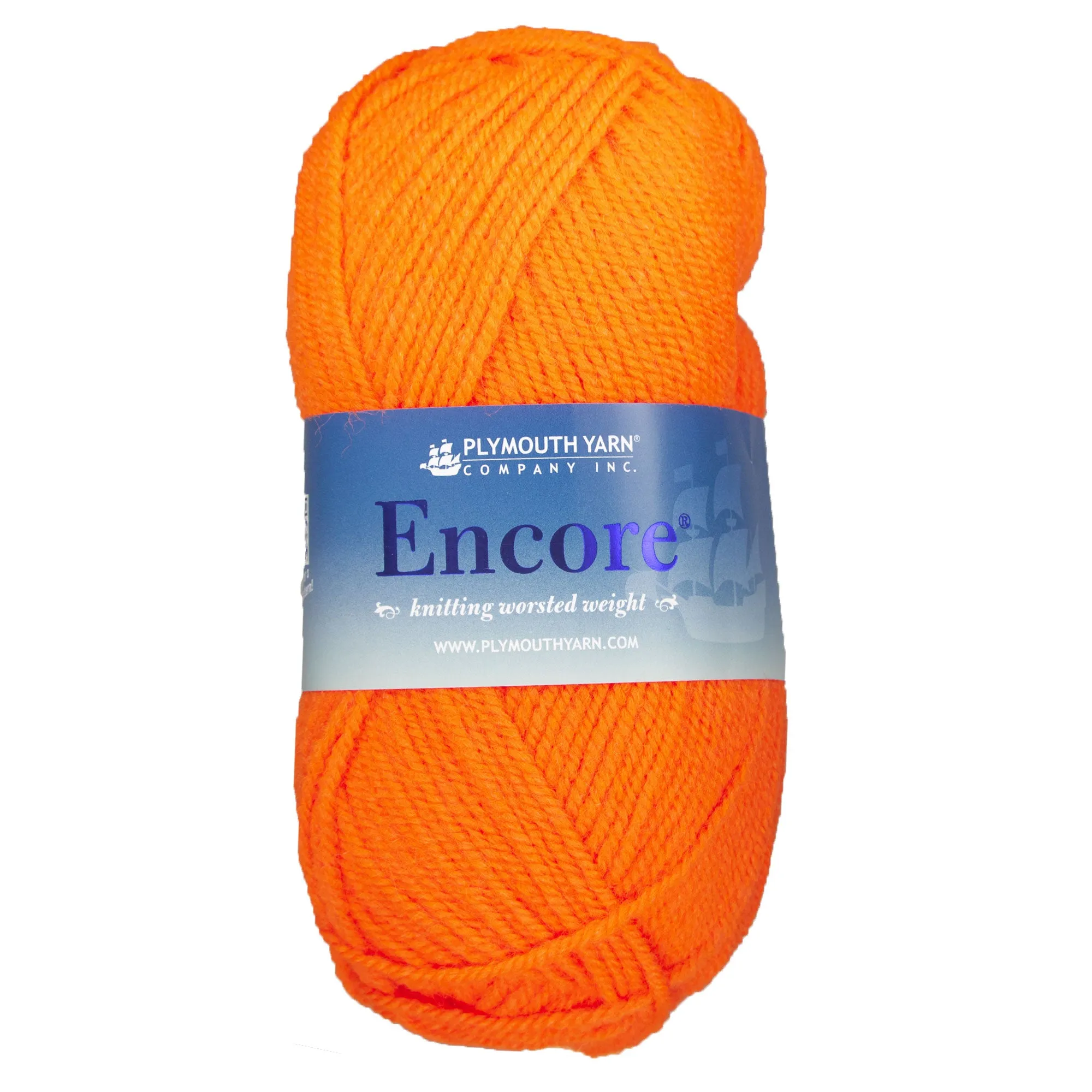 Plymouth Yarn Encore Worsted Yarn - 0479 Neon Orange