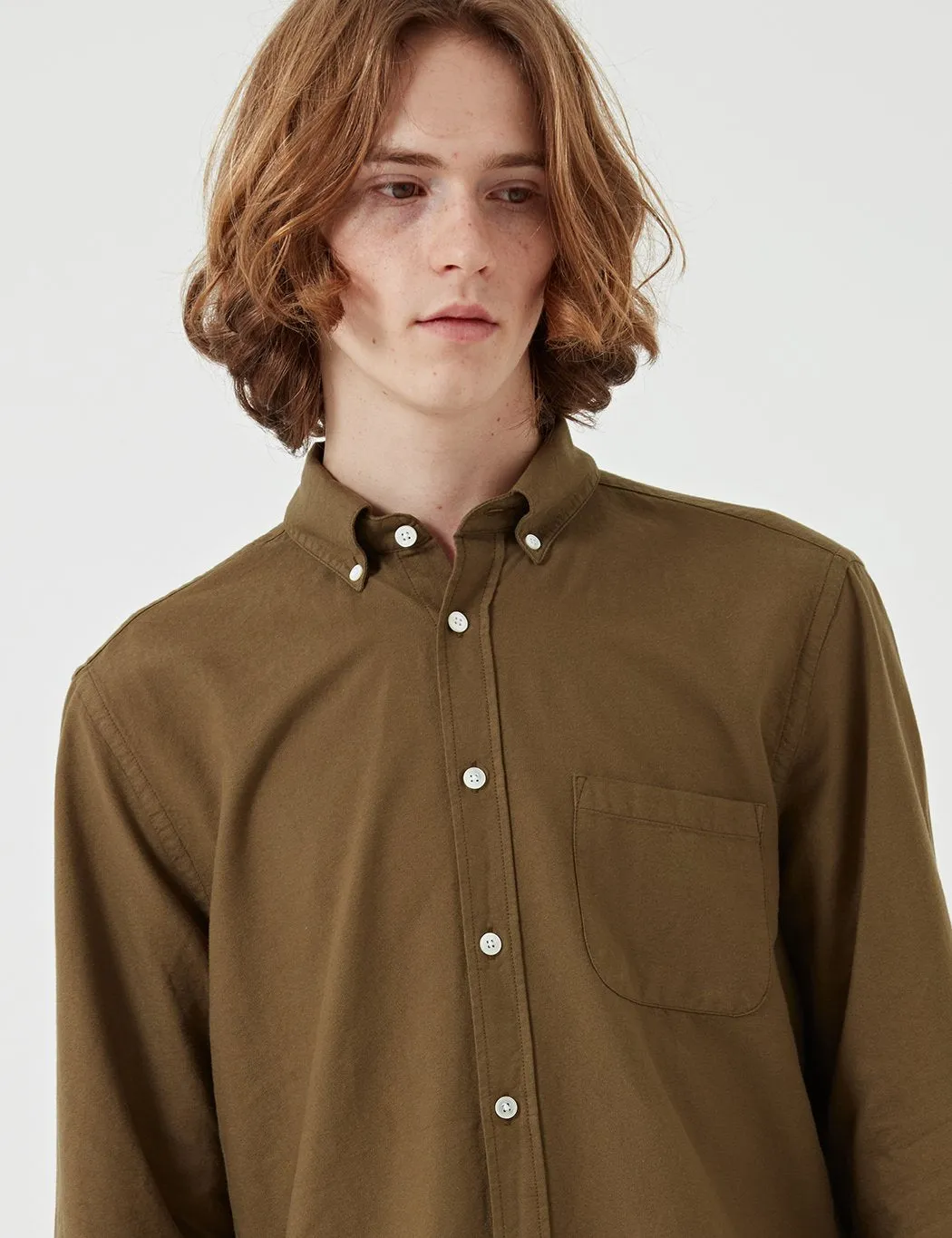 Portuguese Flannel Belavista Shirt (Button Down) - Military Olive Green