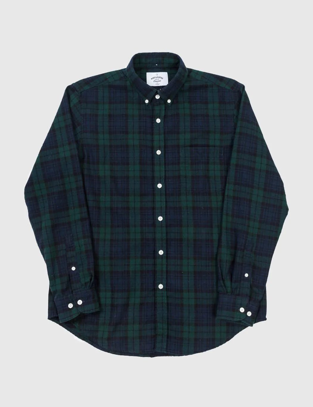 Portuguese Flannel Bonfim Checked Shirt (Flannel) - Navy Blue/Green