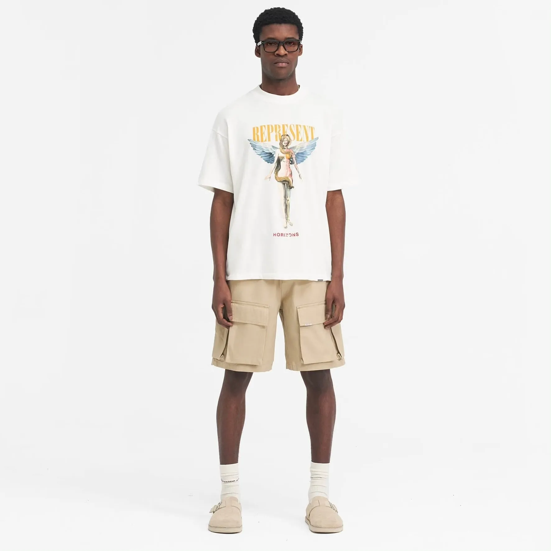 Represent Baggy Cargo Shorts Sandstone