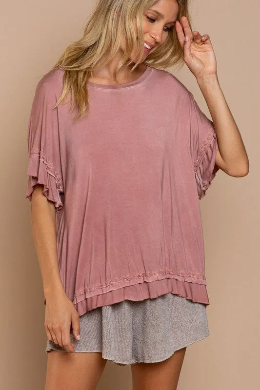 Ruffle Overlay Knit Top