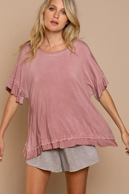 Ruffle Overlay Knit Top