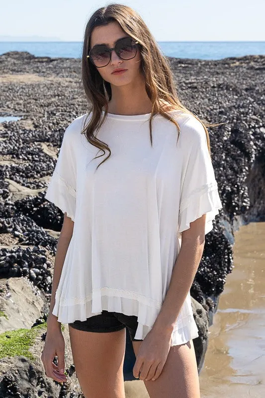 Ruffle Overlay Knit Top