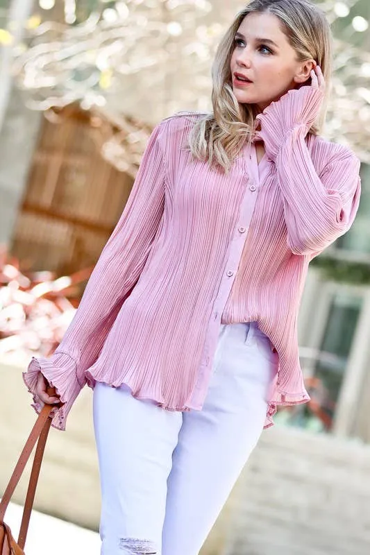 Sheer White Pleated Top