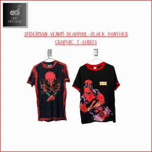 SPIDERMAN - VENOM - DEADPOOL - BLACK PANTHER GRAPHIC T-SHIRTS - 26 PCS