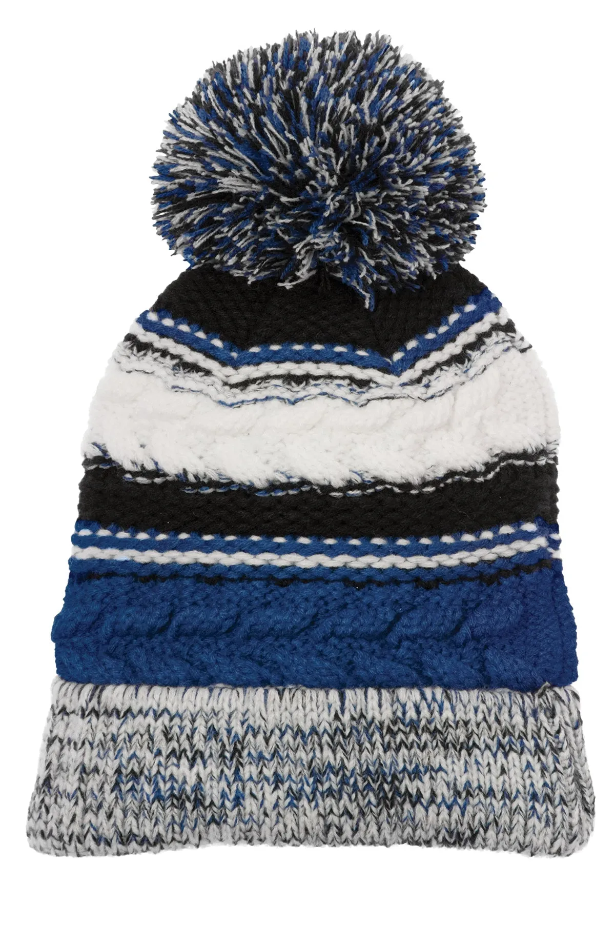 Sport-Tek Pom Pom Team Custom Beanies, True Royal/ Black/ White