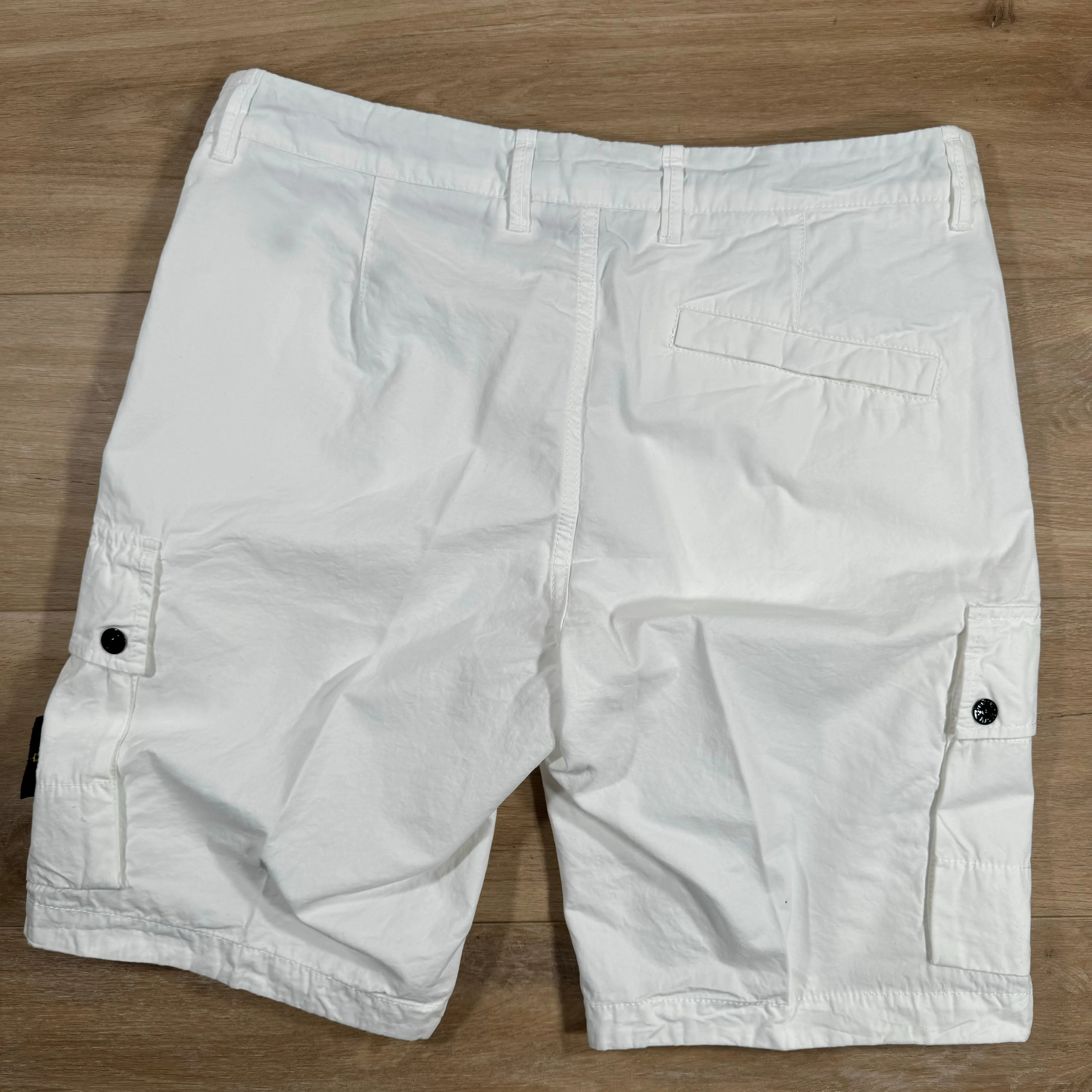 Stone Island Old Treatment Cargo Shorts in White