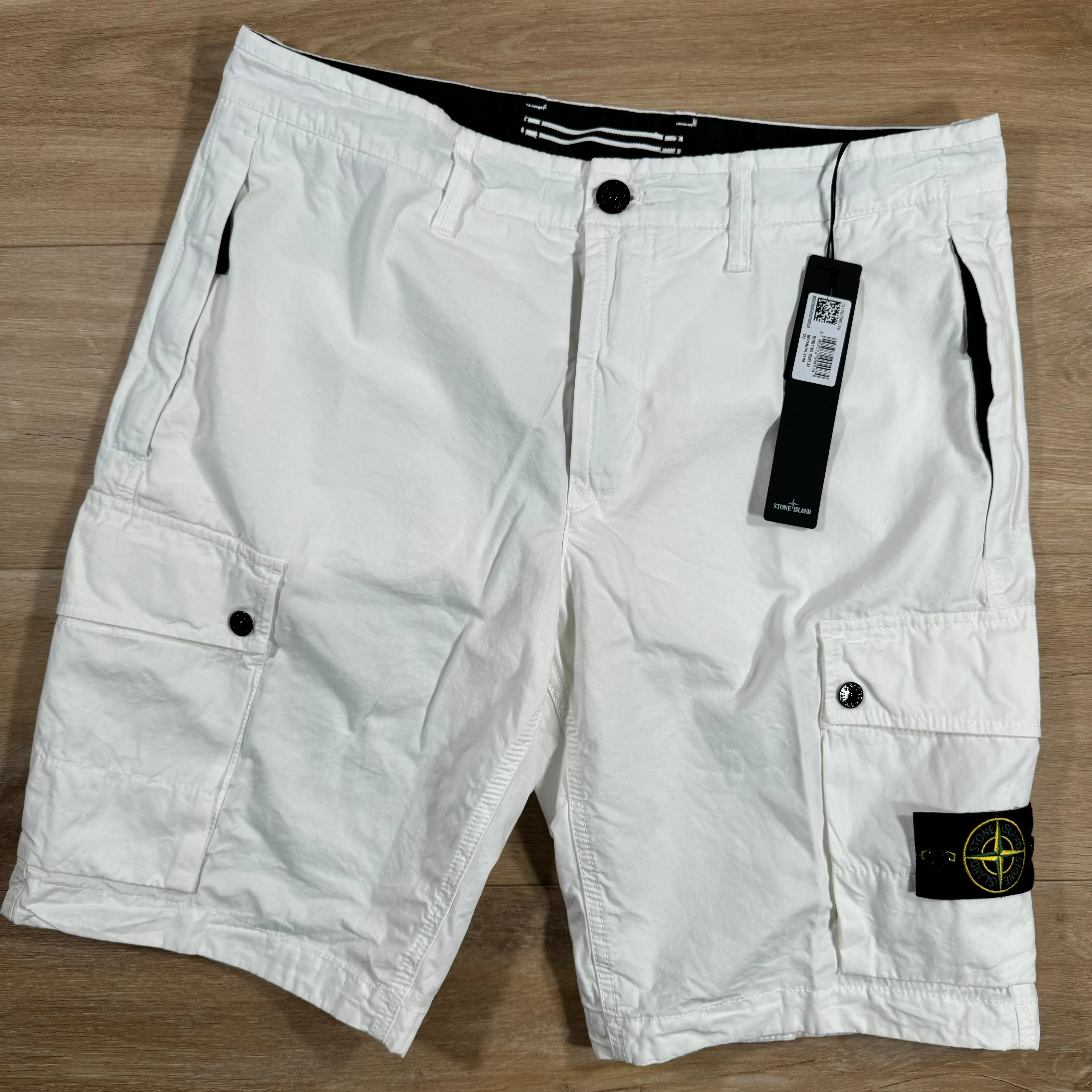 Stone Island Old Treatment Cargo Shorts in White