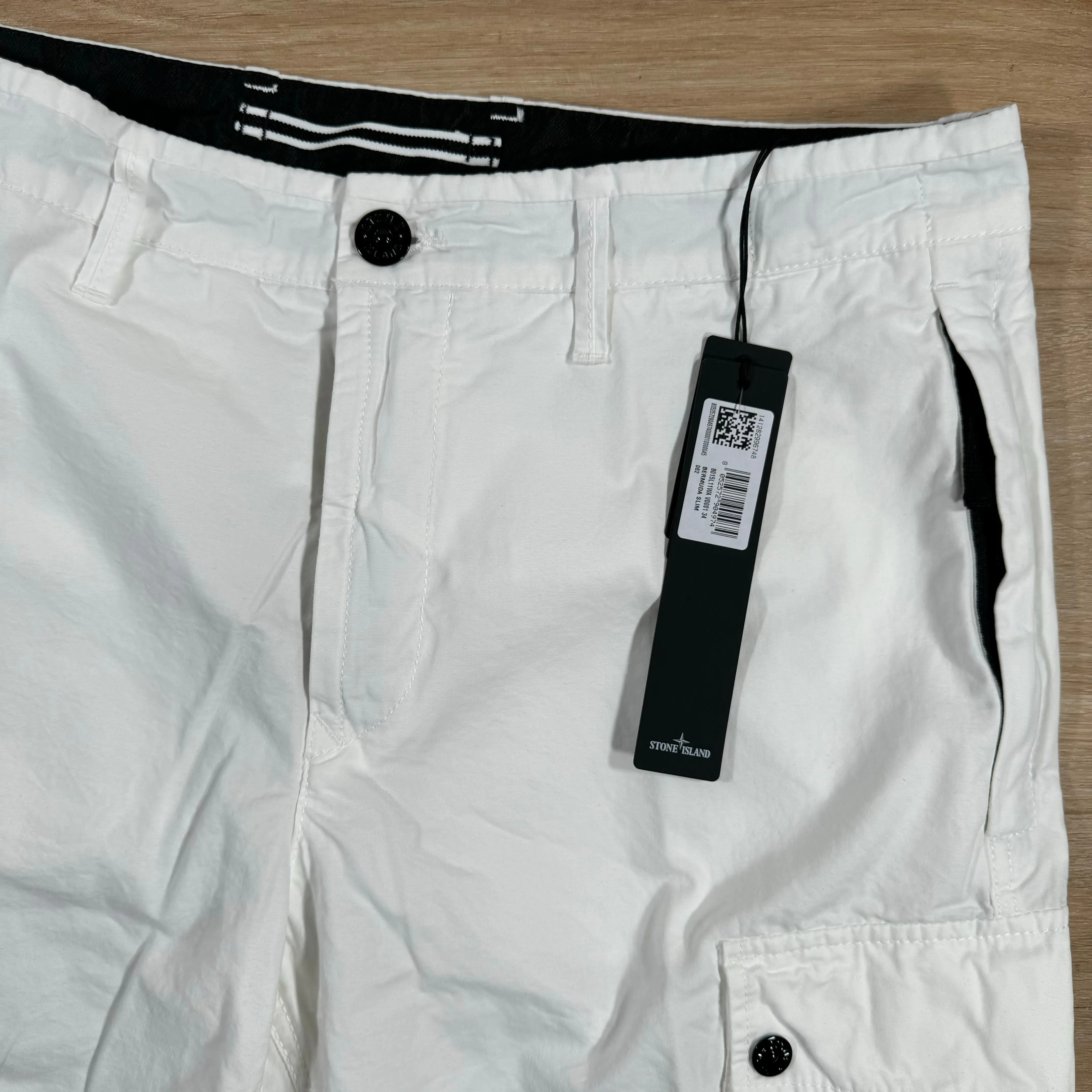 Stone Island Old Treatment Cargo Shorts in White