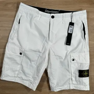 Stone Island Old Treatment Cargo Shorts in White