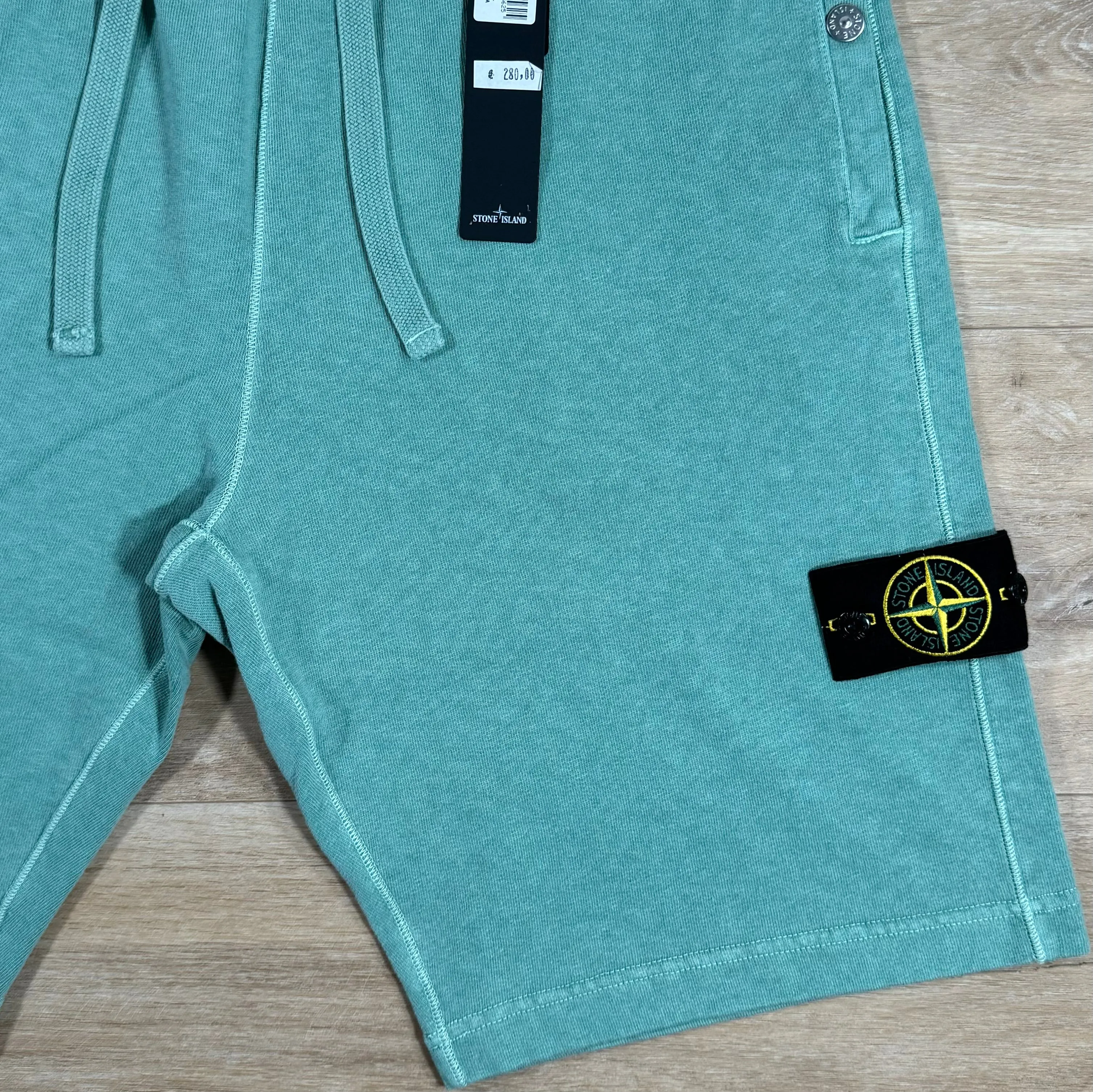 Stone Island Old Treatment Fleece Shorts in Light Green