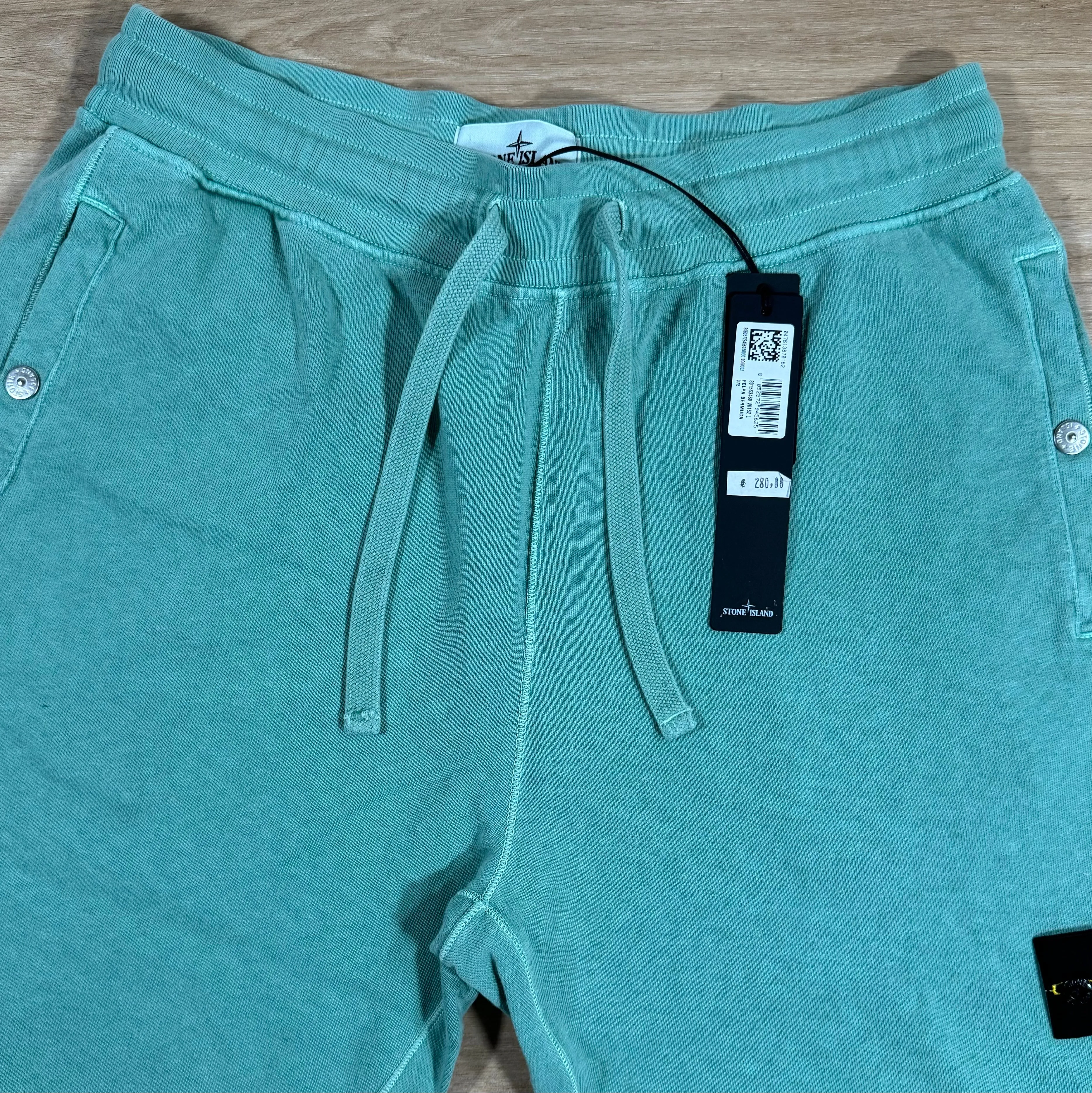 Stone Island Old Treatment Fleece Shorts in Light Green