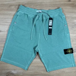 Stone Island Old Treatment Fleece Shorts in Light Green