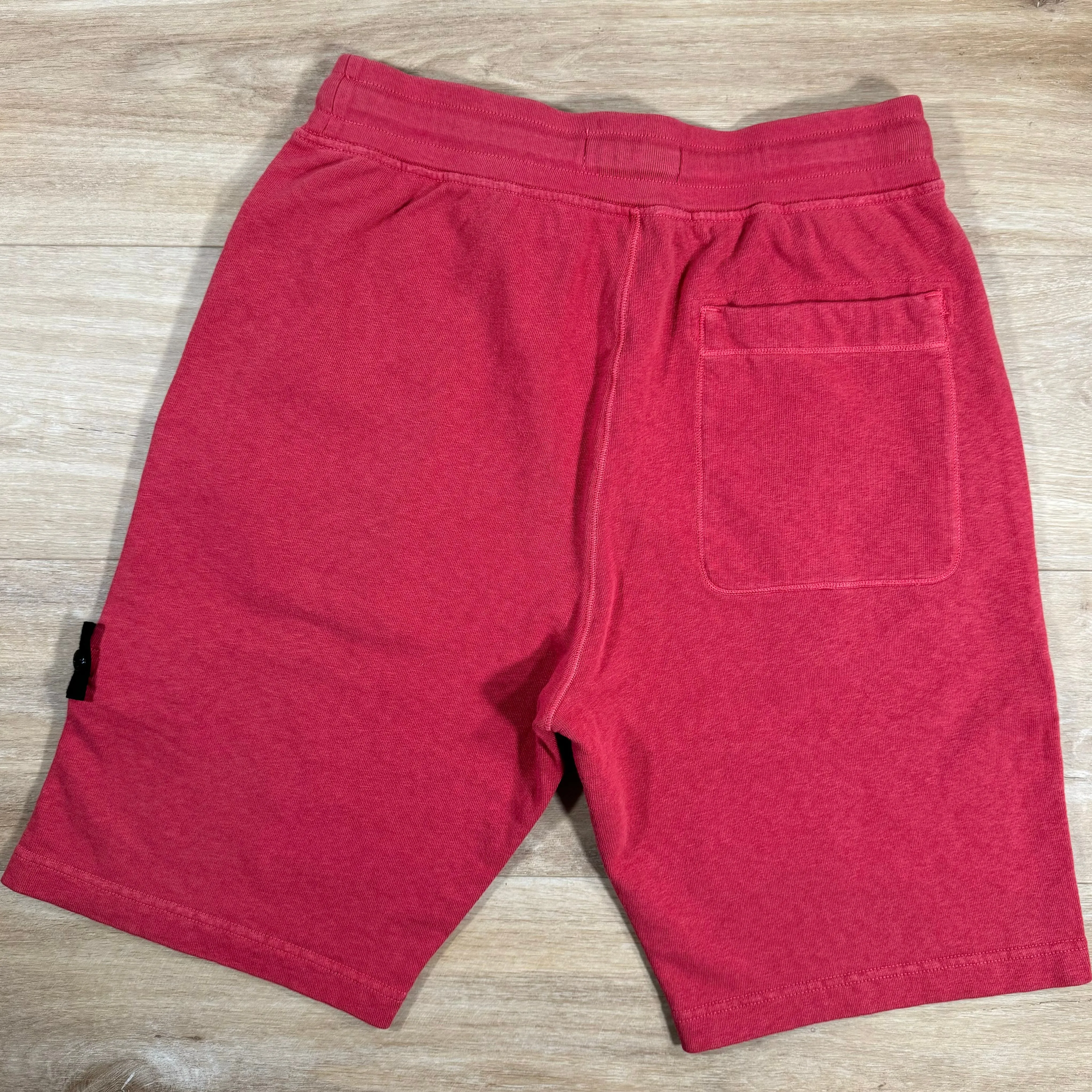 Stone Island Old Treatment Fleece Shorts in Red