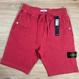 Stone Island Old Treatment Fleece Shorts in Red