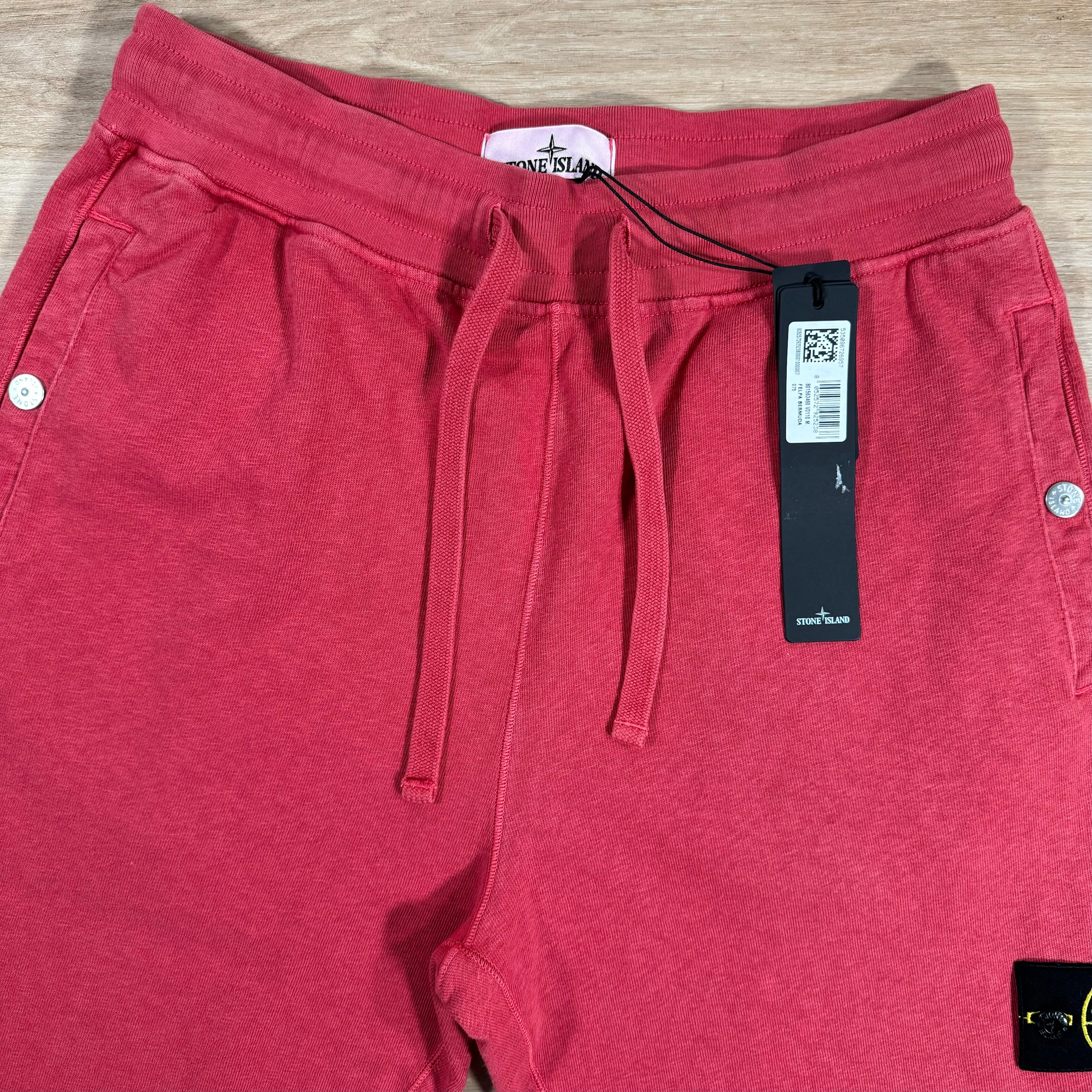 Stone Island Old Treatment Fleece Shorts in Red