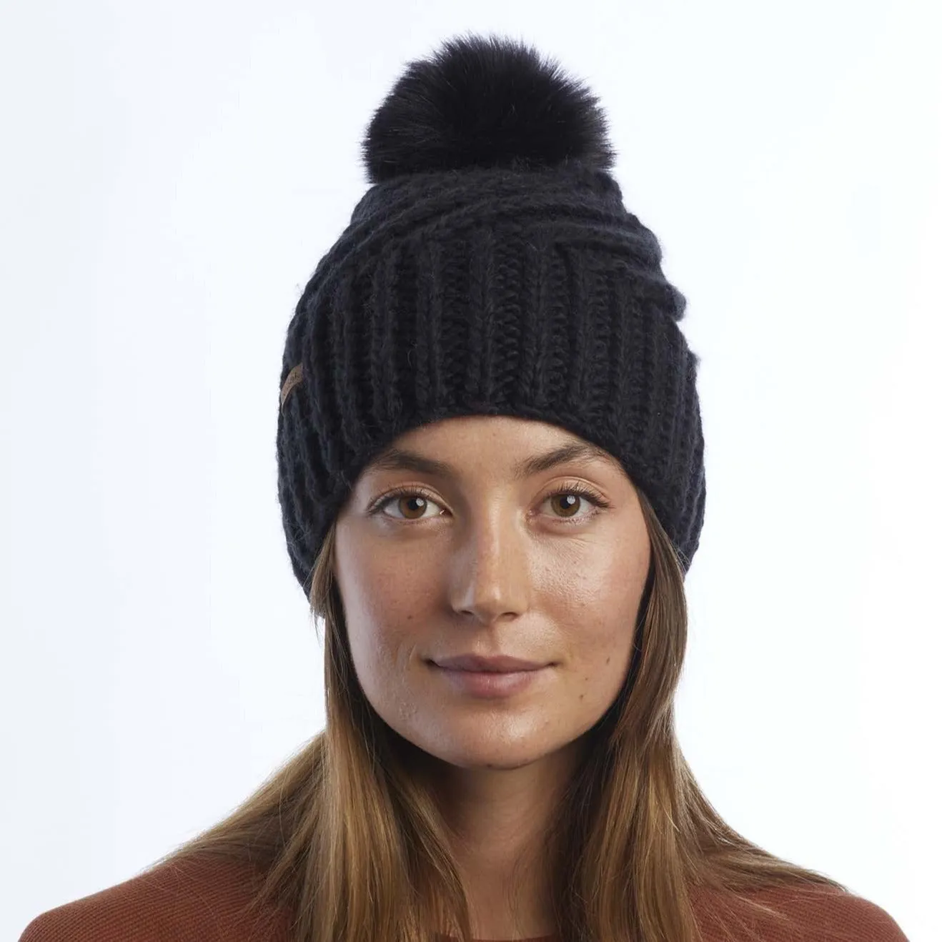 The Maizy Knit Faux Fur Pom Womens Beanie