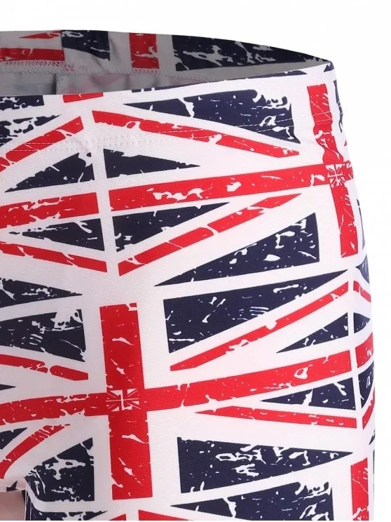 Trendy Distressed Flag Swim Trunks