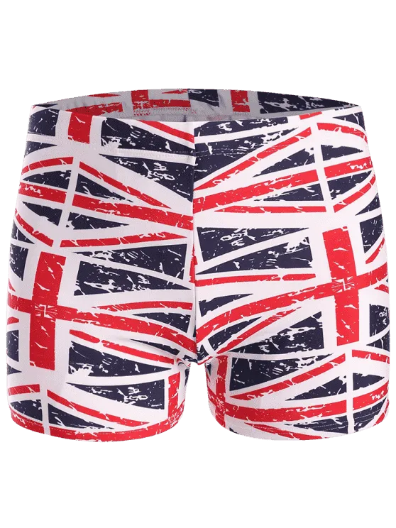 Trendy Distressed Flag Swim Trunks