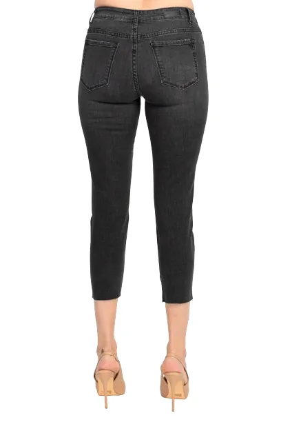 Velvet Heart Mid Waist Stretch Button & Zipper Closure Denim Pants with Pockets