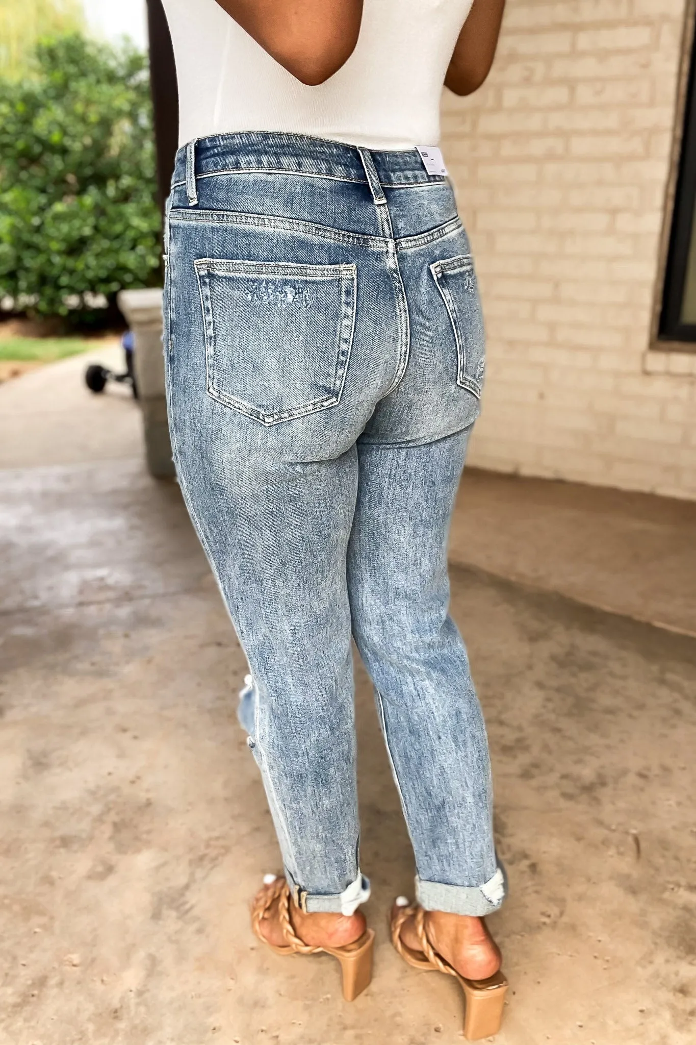 VERVET by Flying Monkey Distressed Stretch Boyfriend Jean