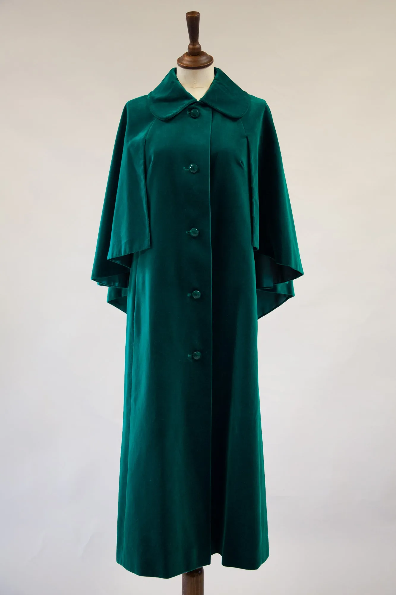 Vintage 1970s Green Velvet Cape Coat