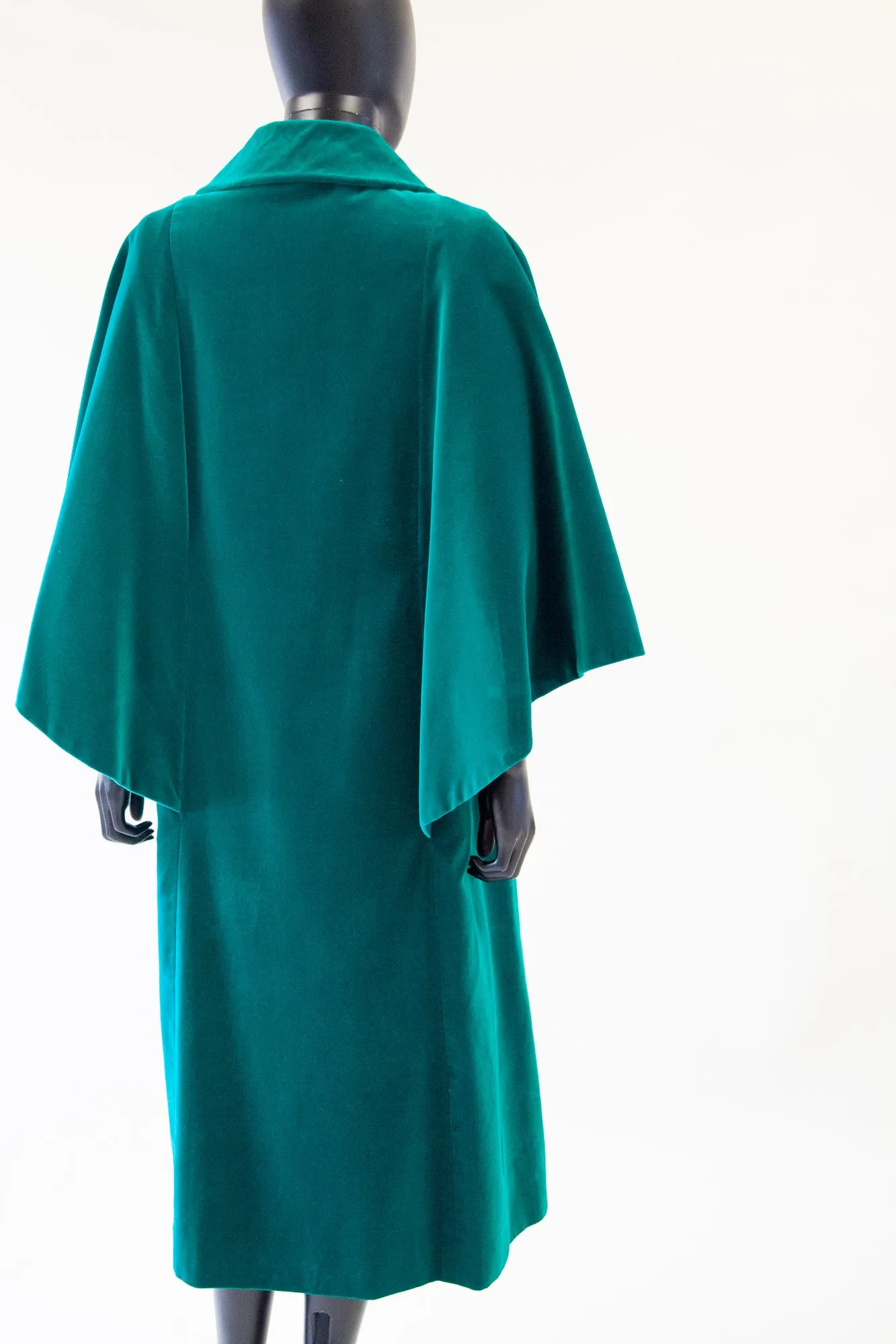 Vintage 1970s Green Velvet Cape Coat