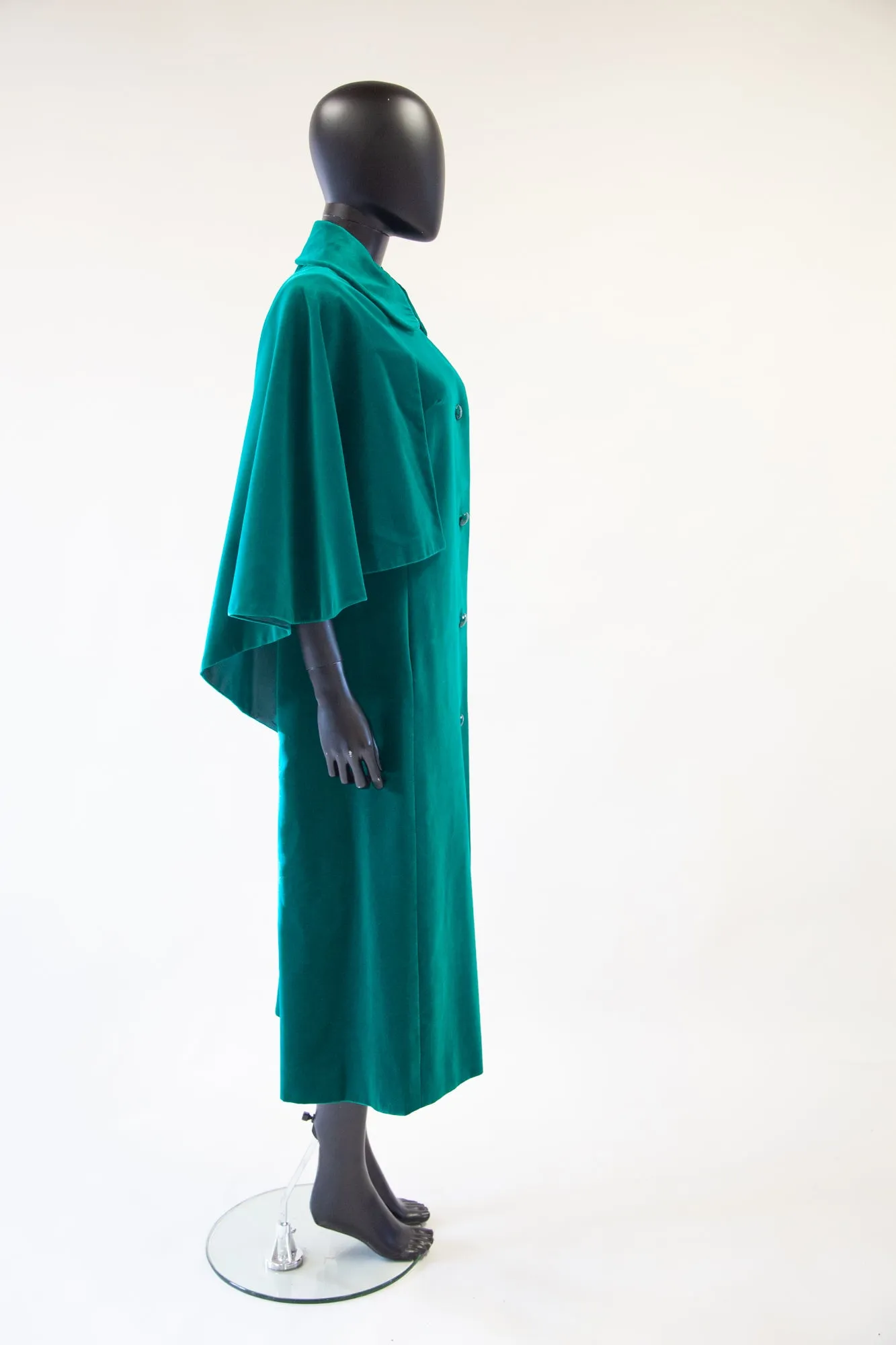 Vintage 1970s Green Velvet Cape Coat